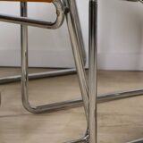 Set of 4 vintage leather and chrome metal chairs, 1970