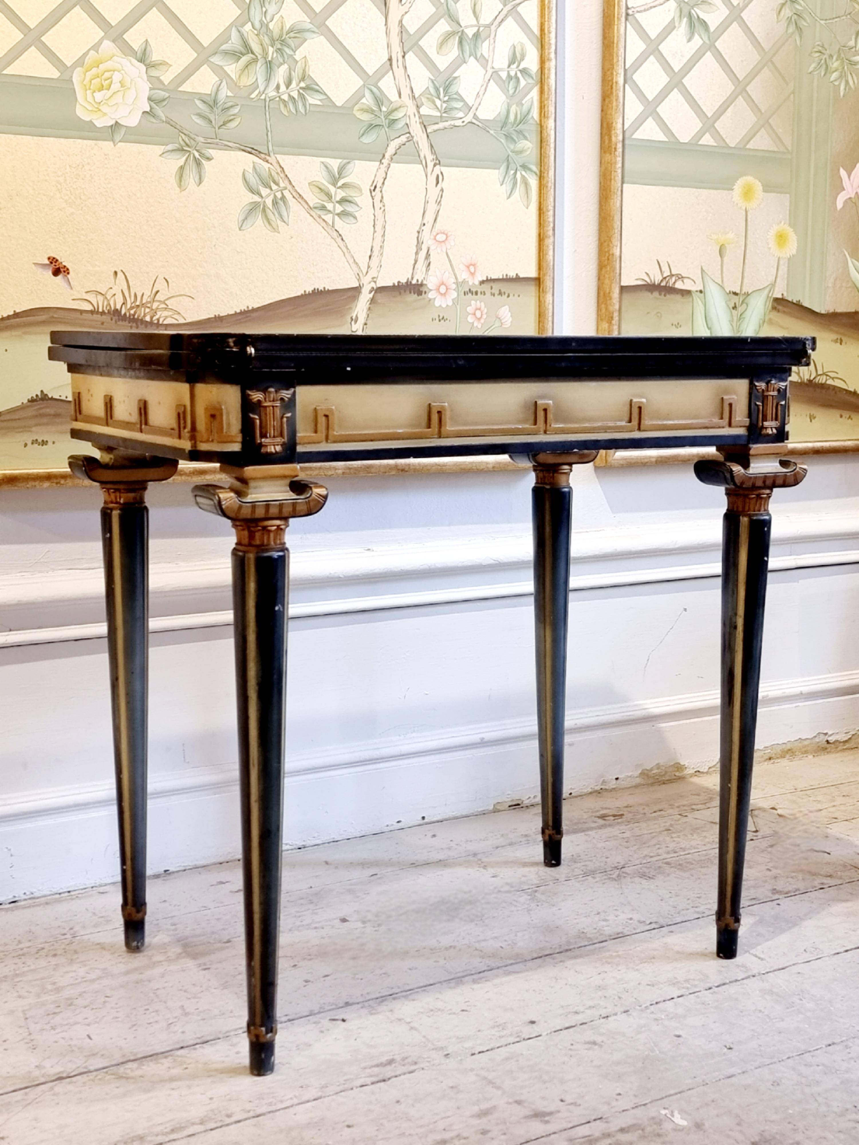 Swedish grace, game table with relief meander decoration, 1920s/30s.