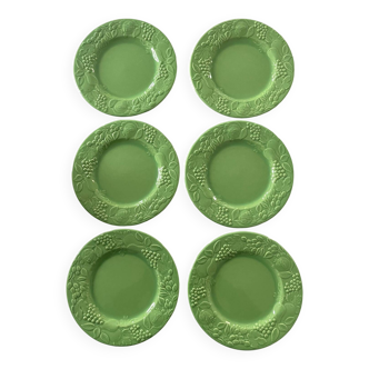 6 assiettes à desserts barbotine.