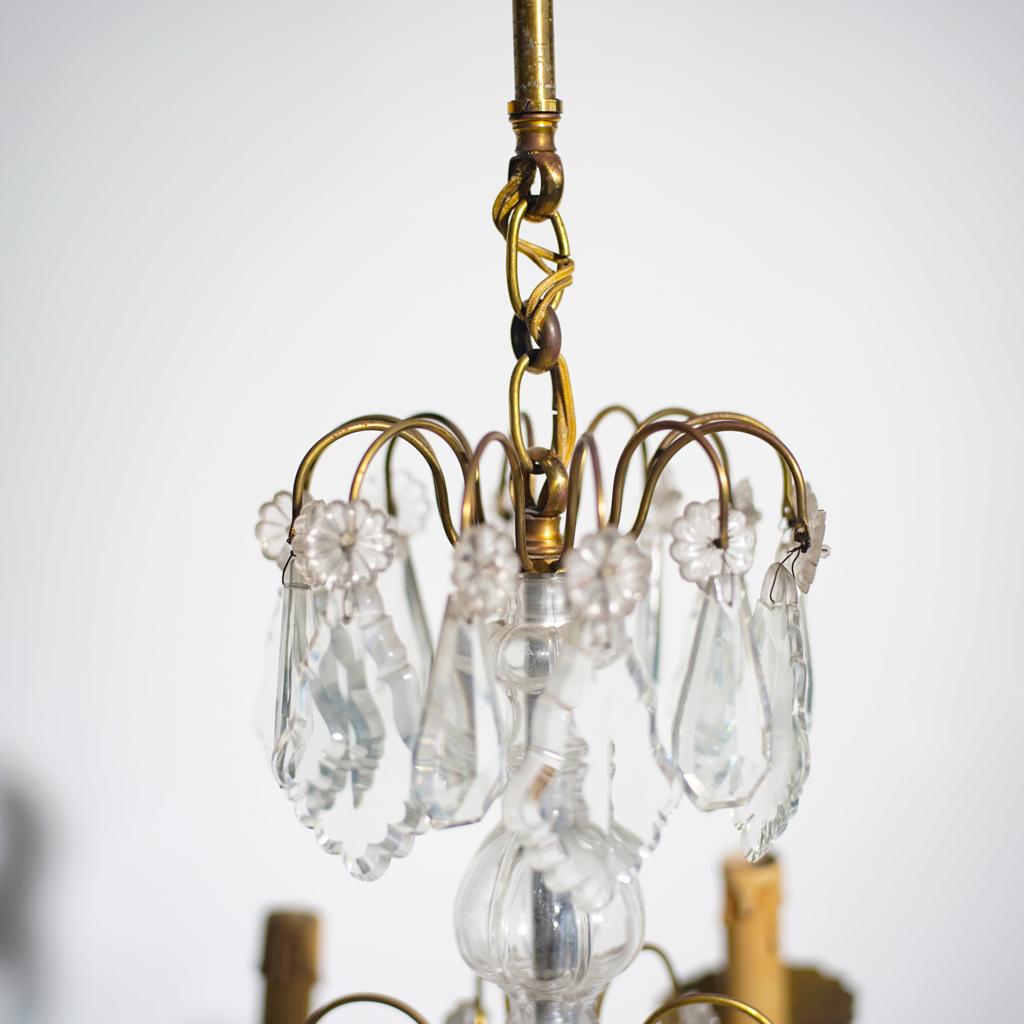 Chandelier cage with pendants and brass frame in Louis XV style
