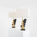 Paire de lampes bronze et résine de Philippe Cheverny 1970s