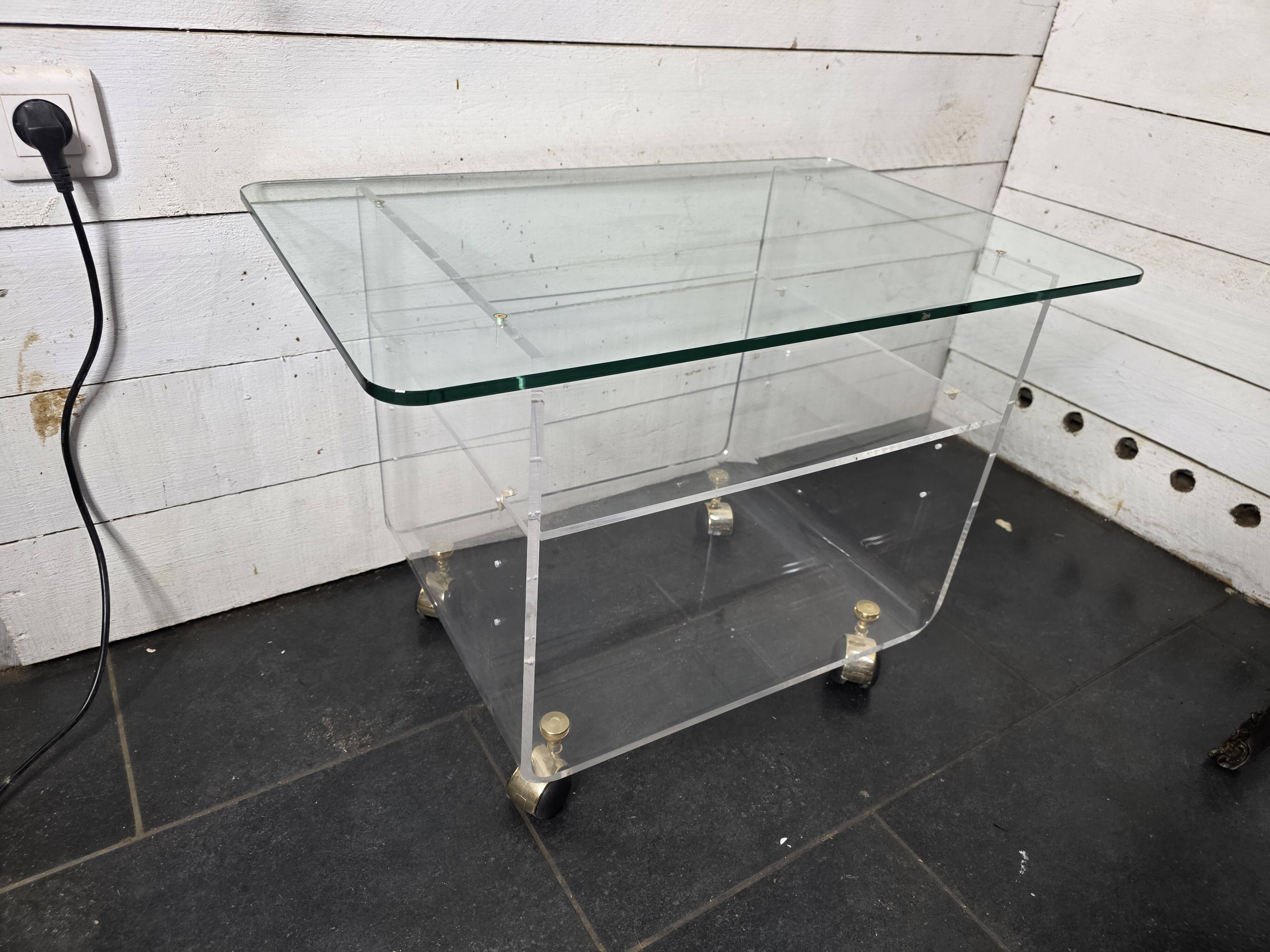 Vintage Plexiglas and Glass Coffee Table by David Lange 1970s
