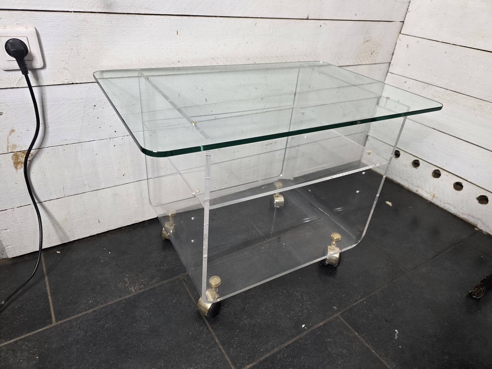 Vintage Plexiglas and Glass Coffee Table by David Lange 1970s