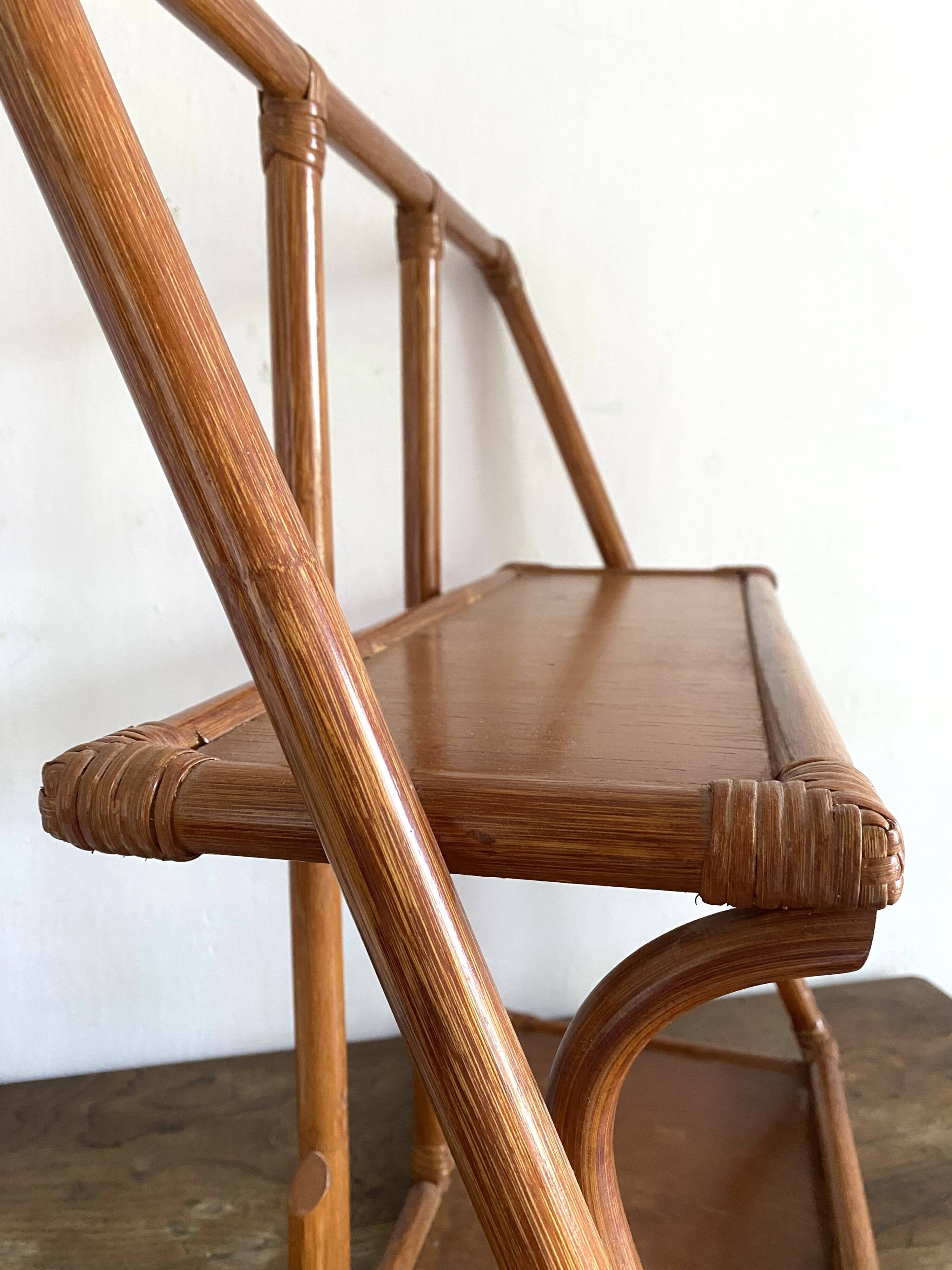 70s rattan wall shelf