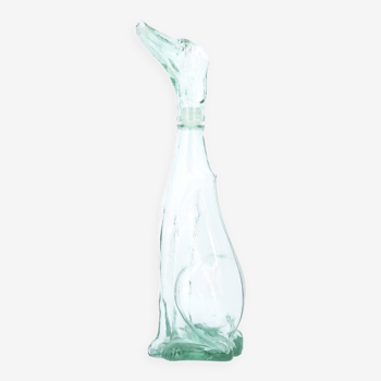 Glass dog bottle, Italian Empoli glassware
