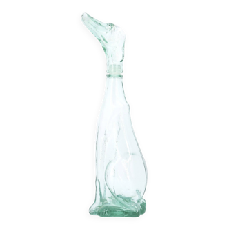 Glass dog bottle, Italian Empoli glassware