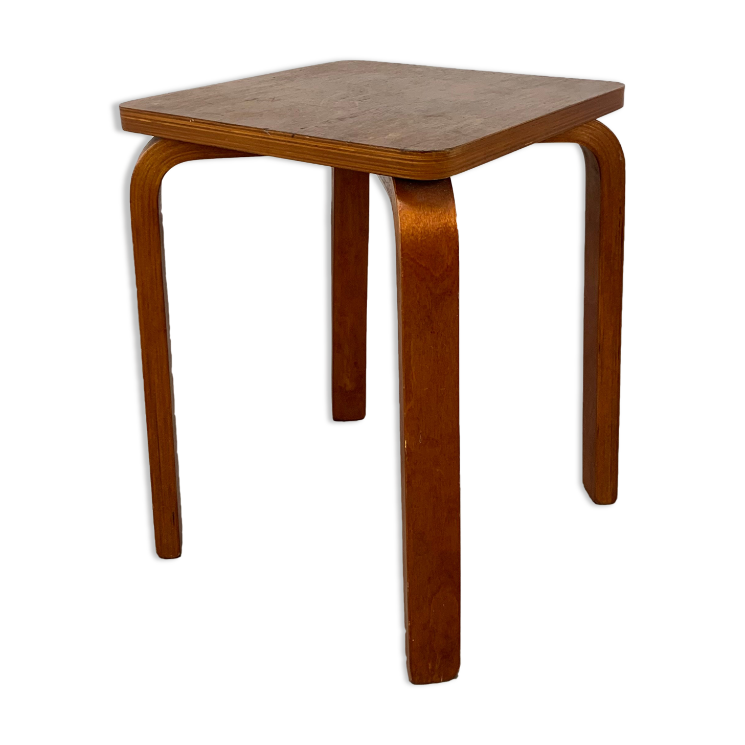 Scandinavian curved wood stool 50s