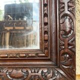19th century carved solid oak mirror