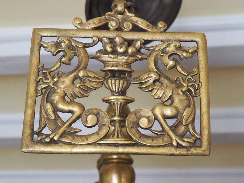Antique gothic Brass Dragon griffin Chandelier light fitting light Fixture,