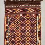 Vintage Afghan Tribal Kilim Wool Rug 390x185 cm Red, Orange, Brown, Black Large