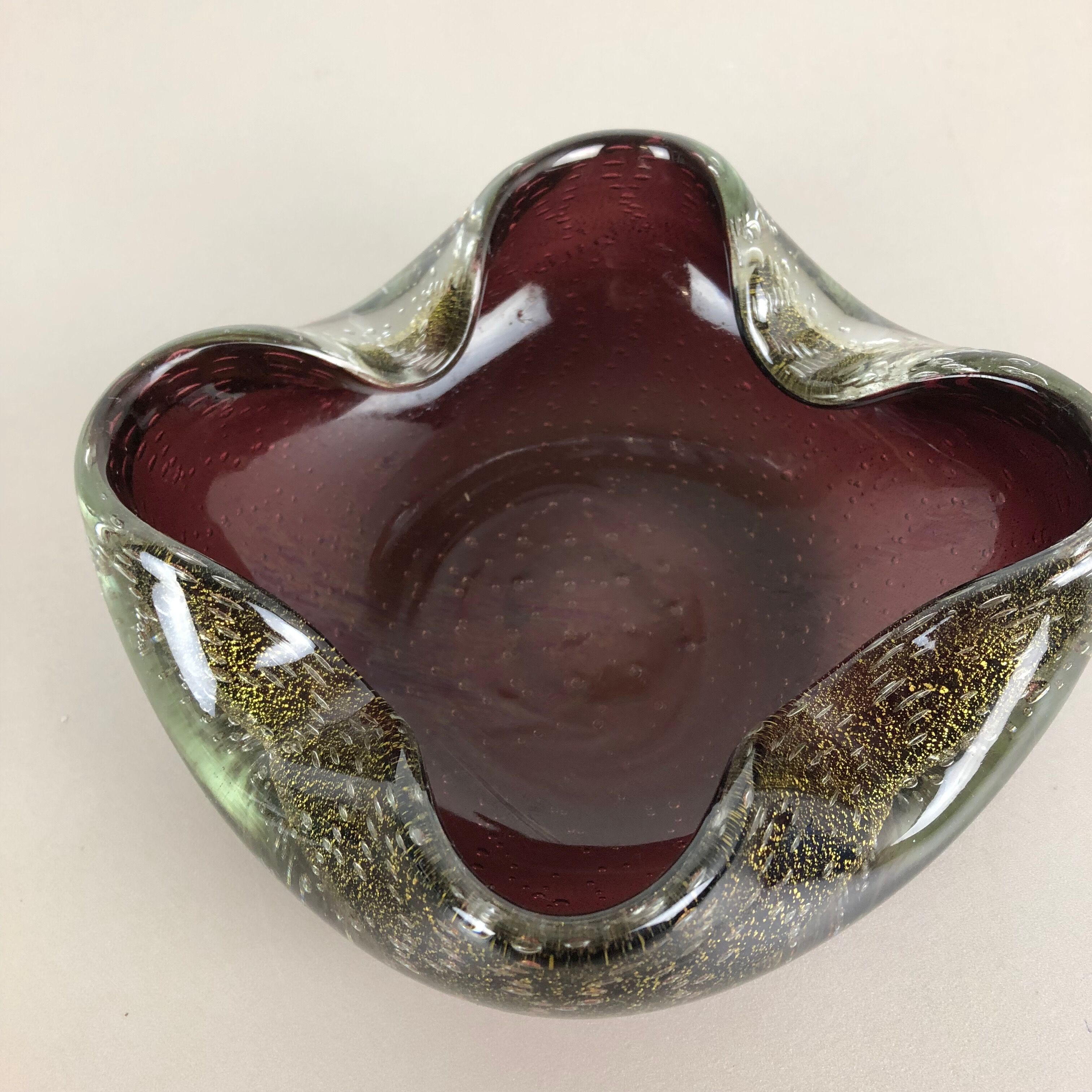 Murano glass ashtray "Golden Dust", Italy, 1970