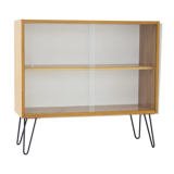 1970s birch/glass cabinet, czechoslovakia
