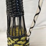 Carafe scoubidou vintage noire et jaune