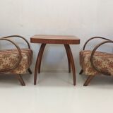 Set of 2 armchairs H 410 Halabala and coffee table for UP Závody, Czechoslovakia