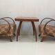 Set of 2 armchairs H 410 Halabala and coffee table for UP Závody, Czechoslovakia