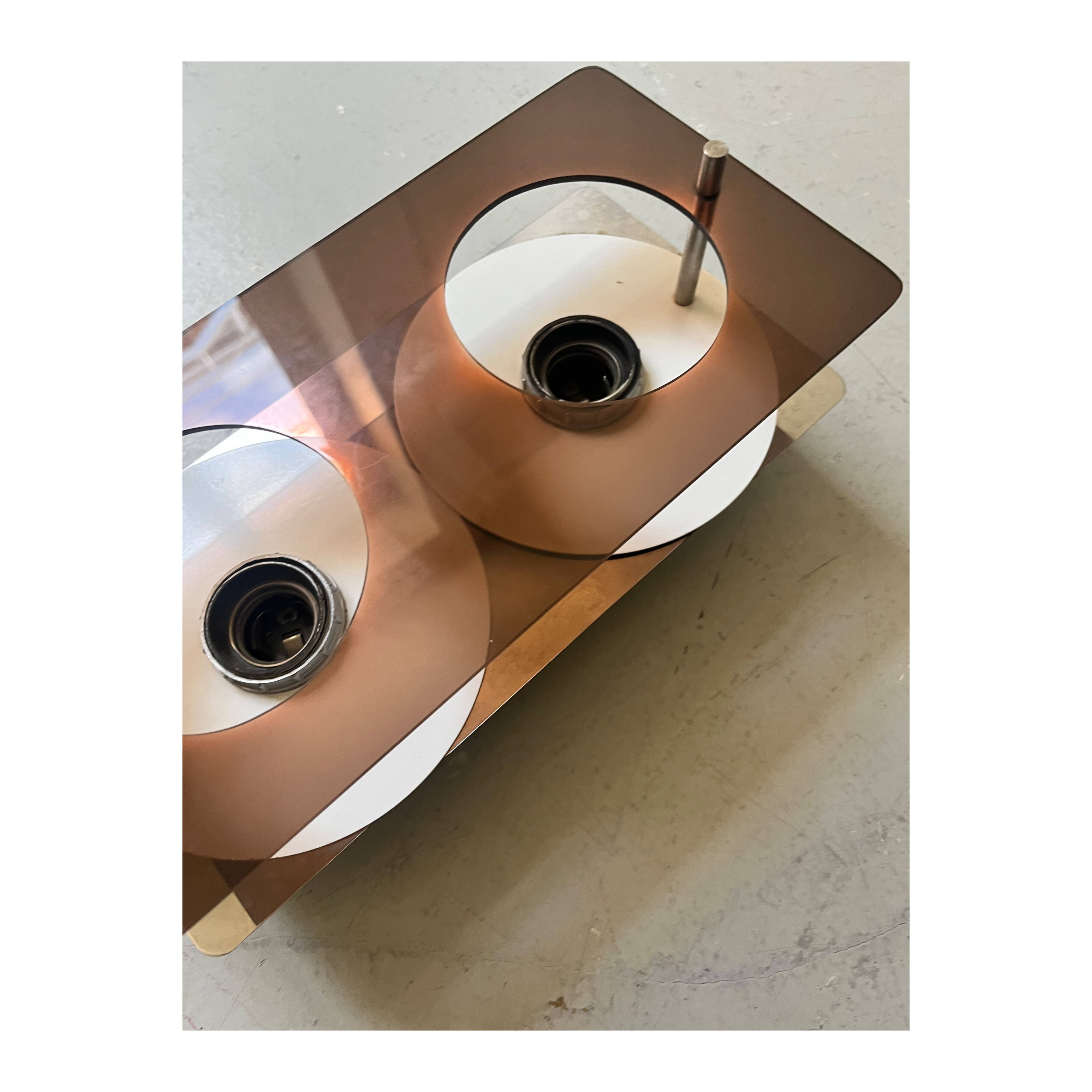 Disco wall light in smoked plexiglass by Jacqueline Trocmé for Oxar, design 1970