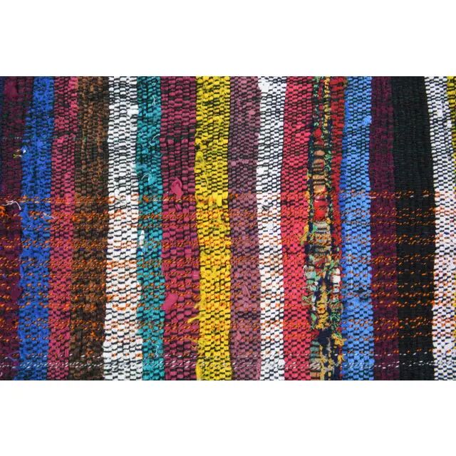 Tapis kilim vintage turc Oushak fait main en laine et coton bleu