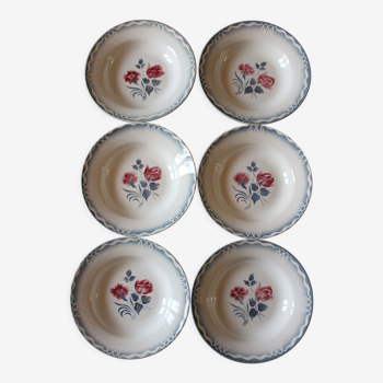 Lot 6 assiettes creuses Marinette Digoin Sarreguemines