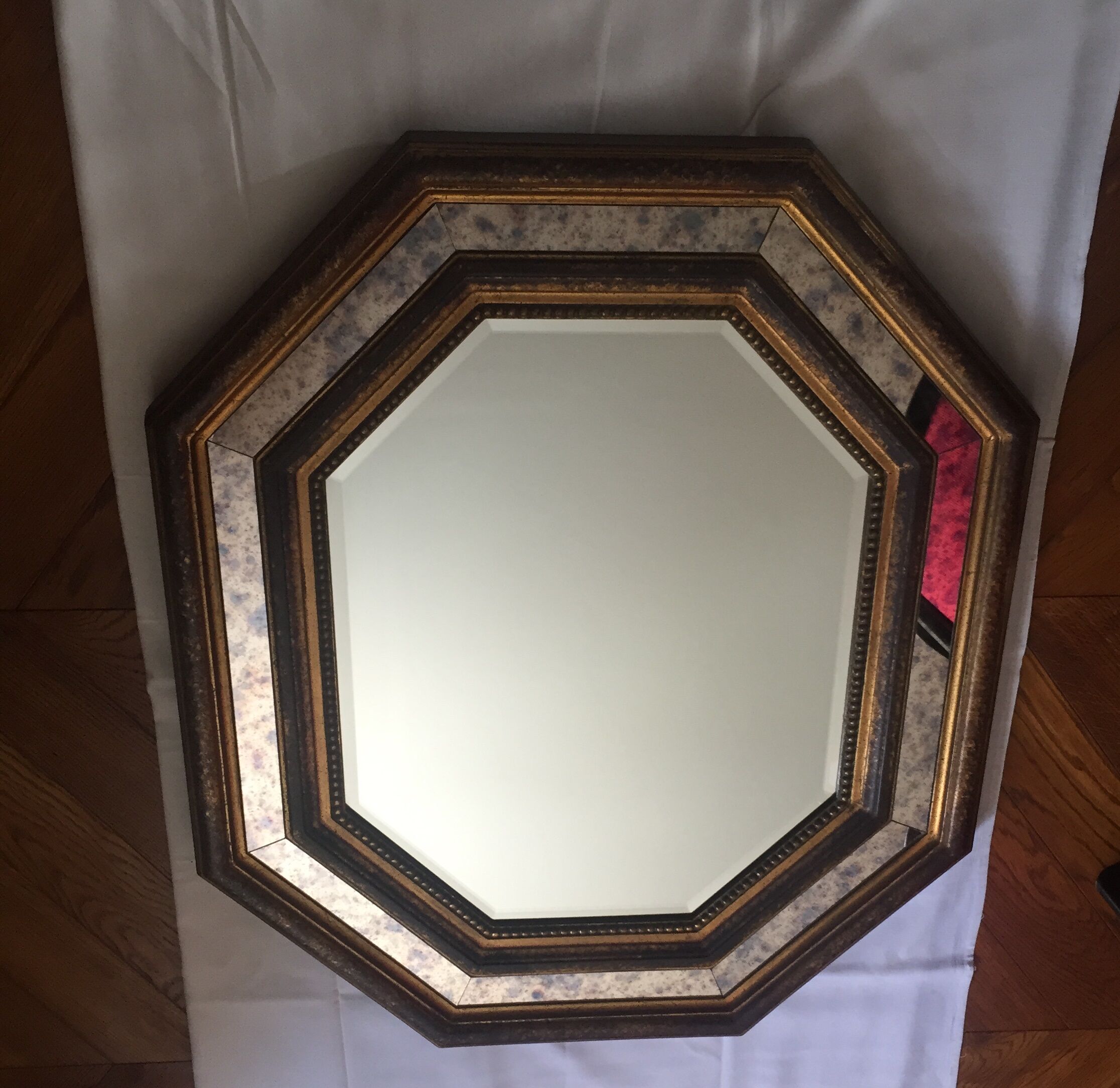 Beveled mirror frame gilded wooden 80 x 67cm.