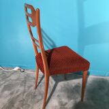 6 Italian Chairs 1960 blond velvet wood silk