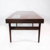 Coffee table in rosewood with blue tiles by Johannes Andersen and Silkeborg Furniture, 1960s