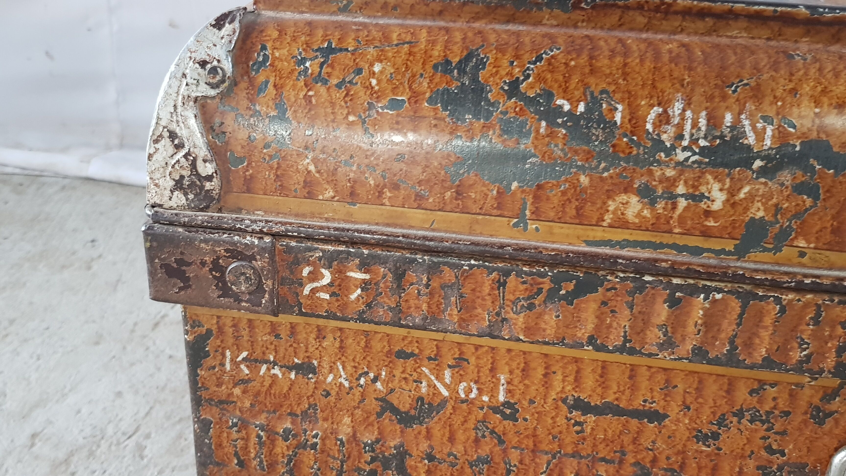 Ancient colonial travel trunk