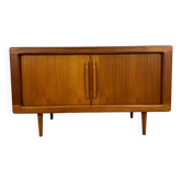 Buffet Dyrlund en teck avec portes escamotables et tiroirs intérieurs, Danemark 1960