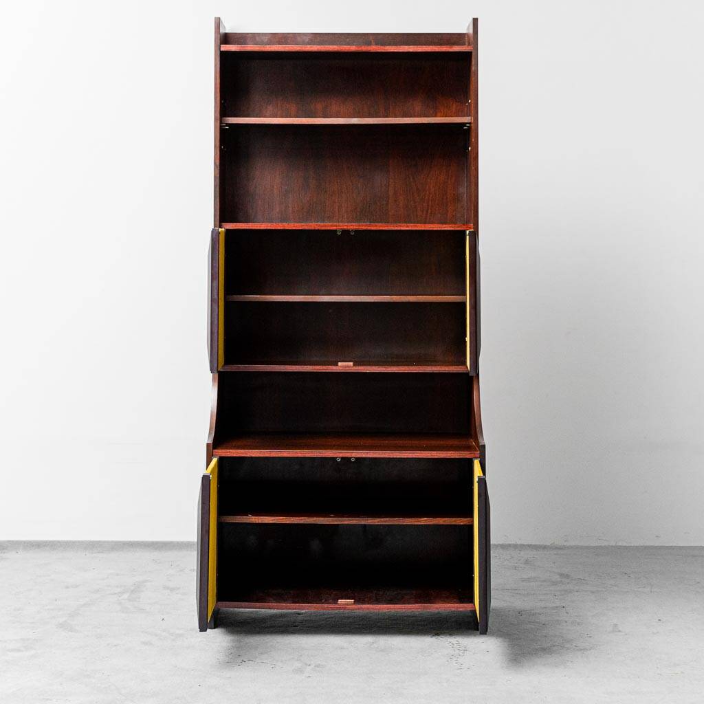 Libreria mobile legno tessuto anni '60 vintage modernariato