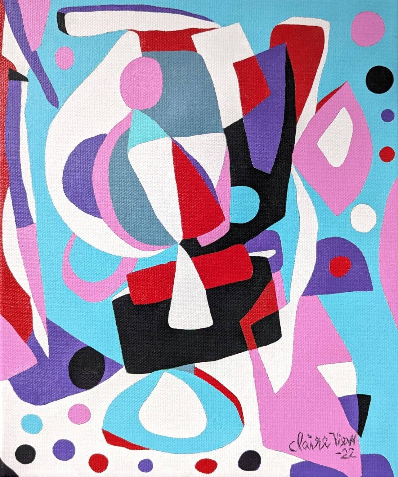 Contemporary Abstract "Morning Blues", Small Unframed Oil Painting, 2022