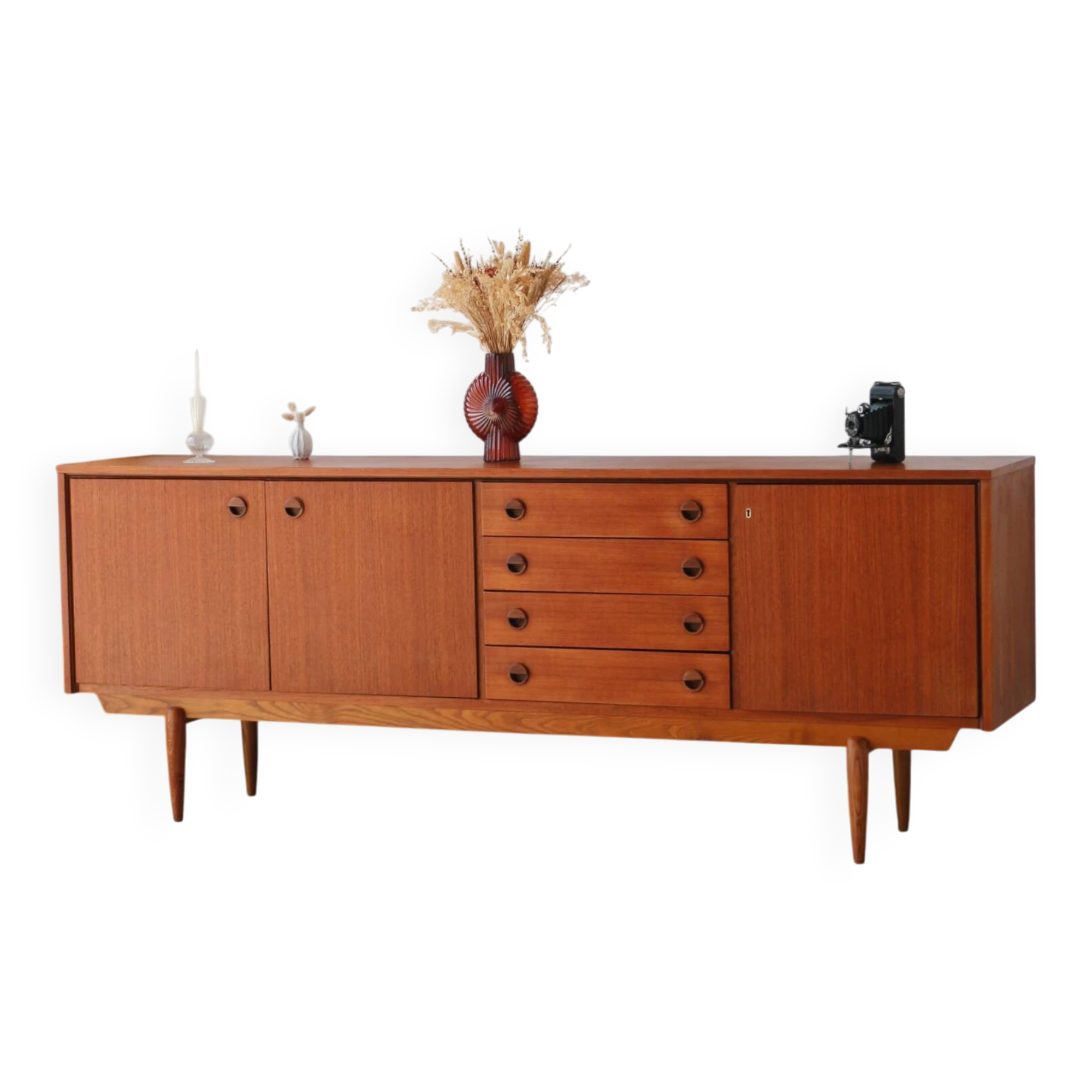 Vintage Scandinavian teak sideboard (220 cm)