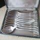 Box of 12 teaspoons in silver metal