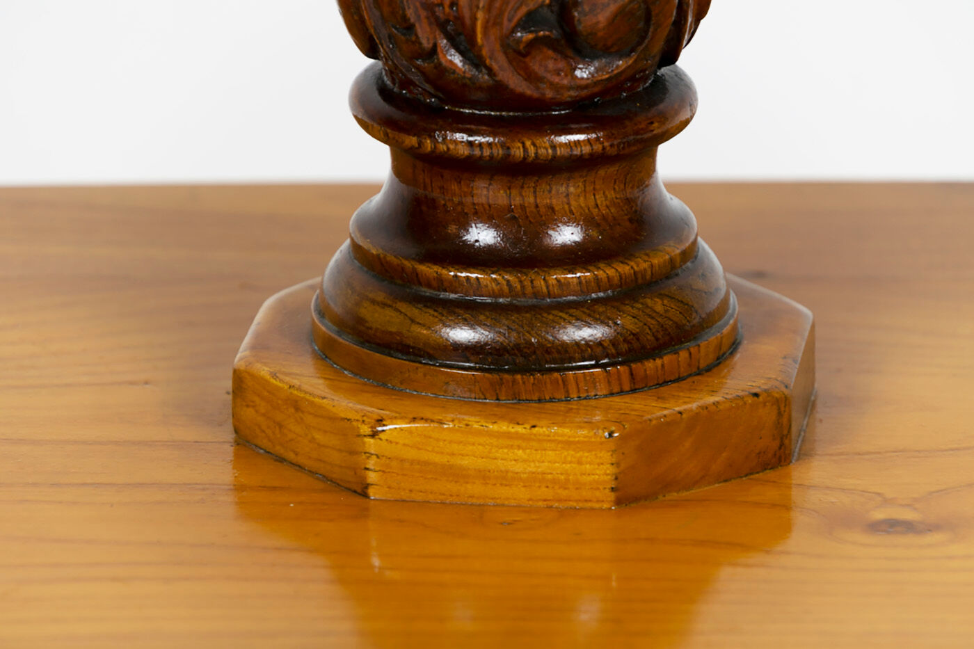 Danish Biedermeier elm occasional table with carved base and drawer