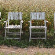 Set of 4 folding garden chairs in slatted wood – 1940 design