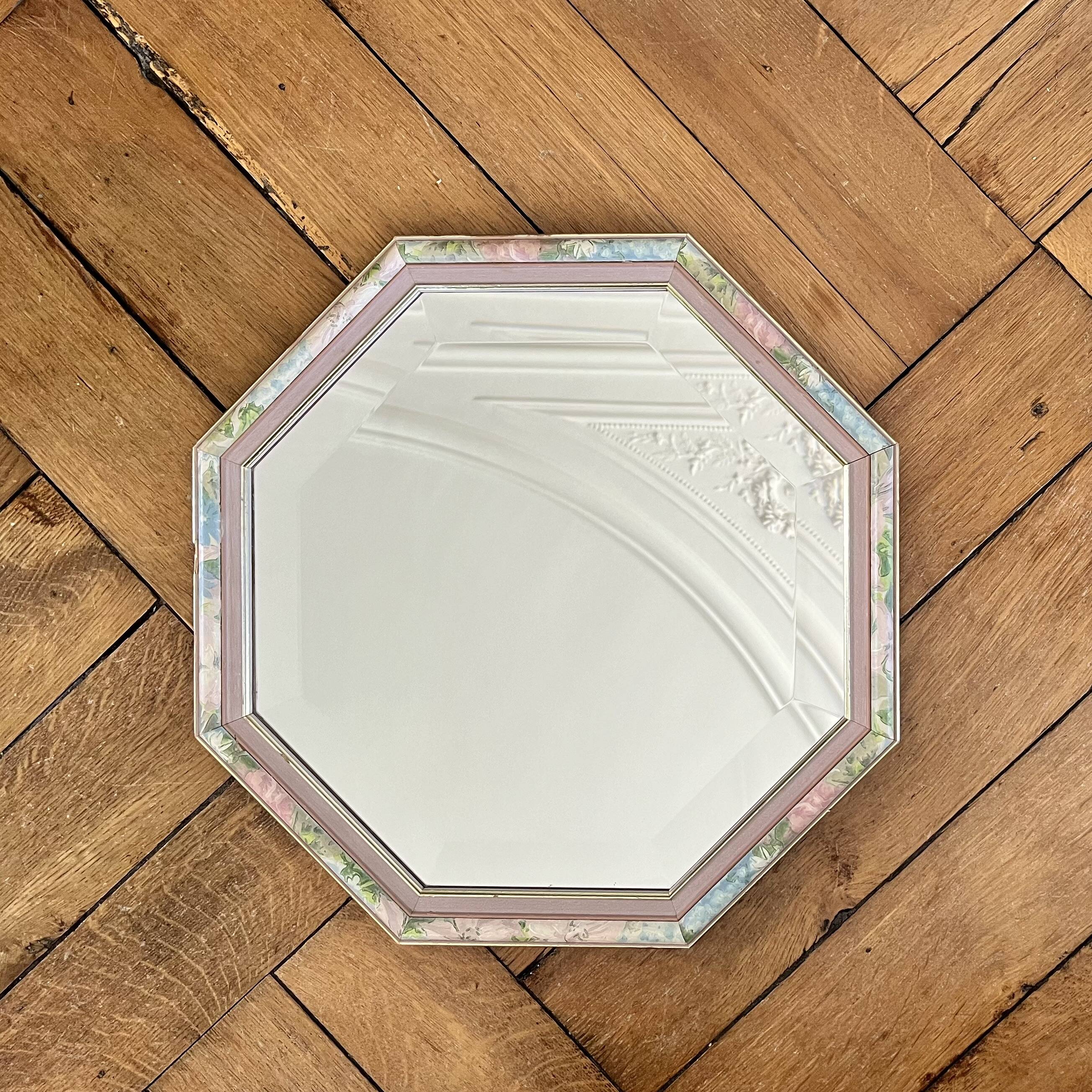 Vintage octagonal beveled mirror