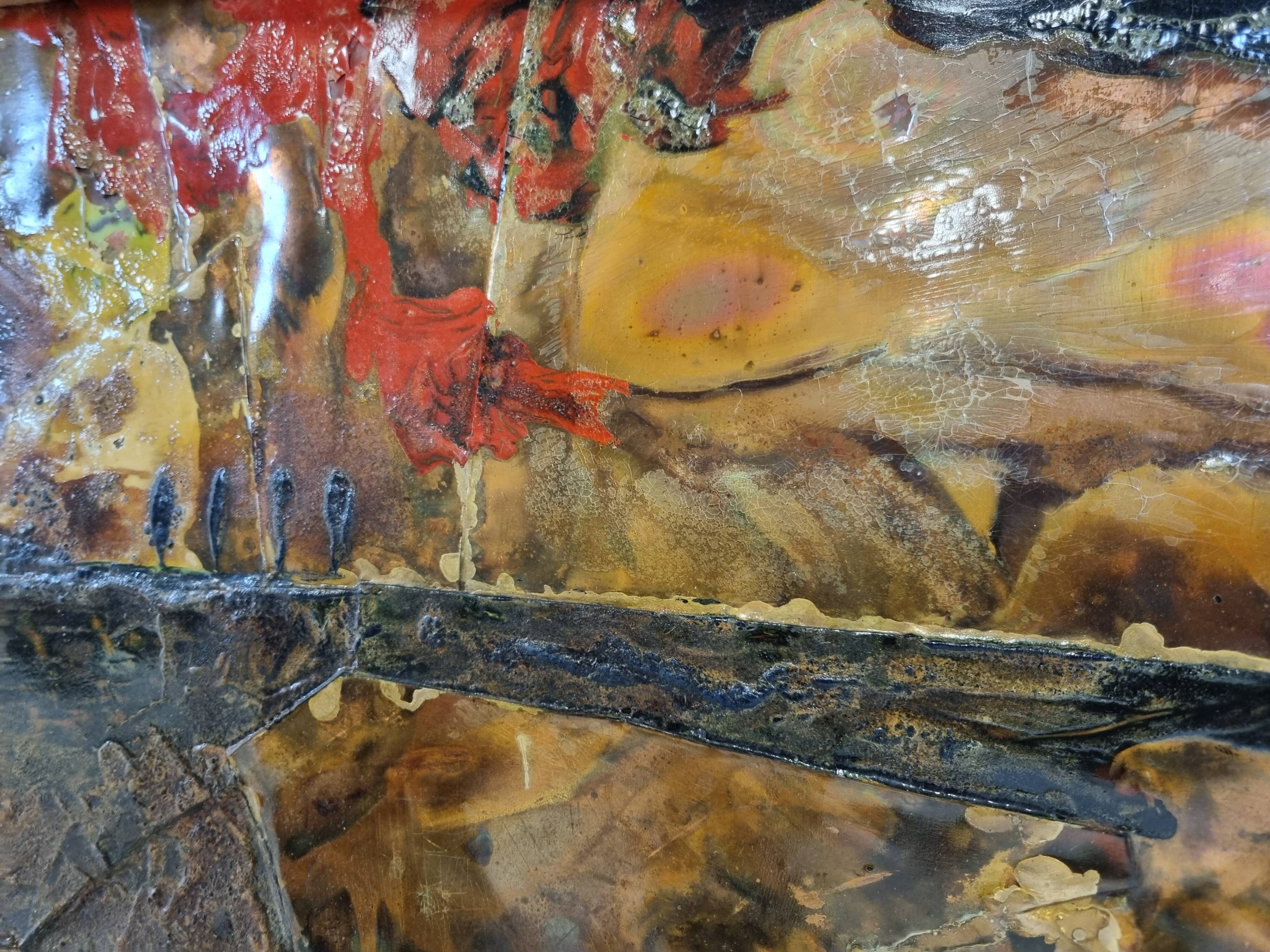 Vintage copper painting by Germain Rotsaert, 1960s
