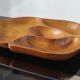 Vintage carved wooden aperitif platter – 4 compartments