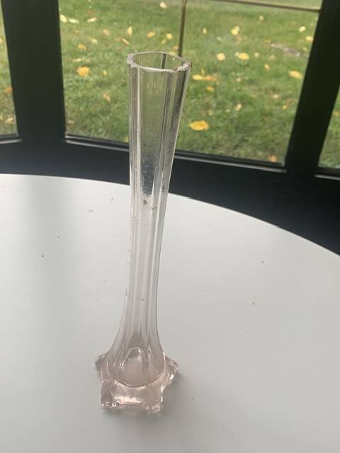 Soliflore vase in pastel pink glass with old art deco facets