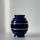 Royal blue vase with gold edging