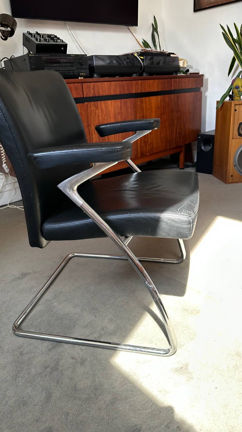 Walter Knoll Dining Chair - armchair / Leather and chrome chair