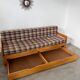 Ancien canapé lit 3 places design années 70/80 en pin vintage sofa
