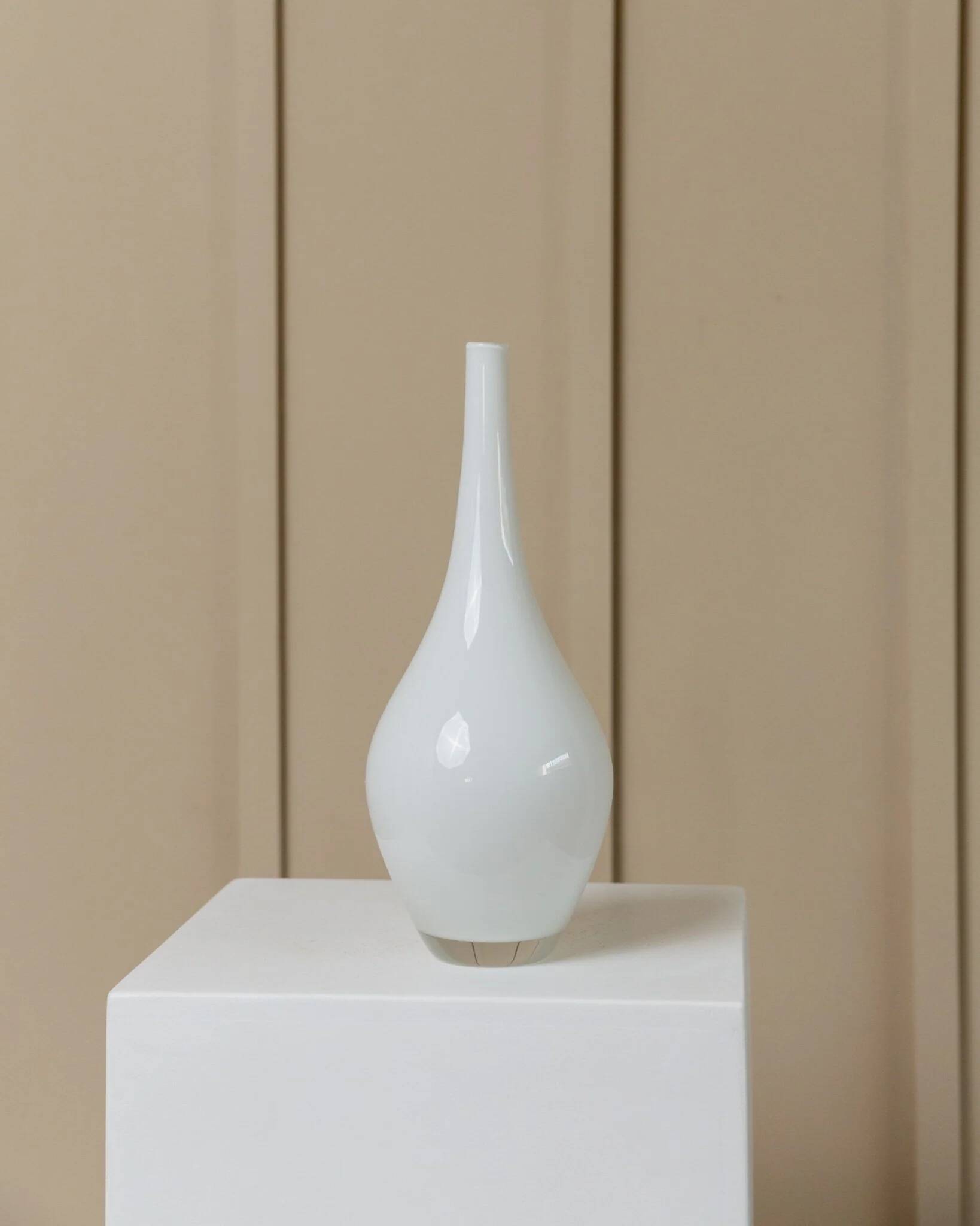 Vintage white milk-glass Salong vase by Johanna Jelinek for IKEA - mouth-blown glass, Scandinavian design