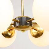 Mid-Century Modern Italian 6-Arm Sputnik Chandelier with Opaline Shades, 19