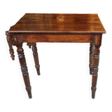 Old small desk side table / 1 drawer / turned wood feet