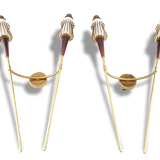 Lunel House: 1950 pair brass & resin vintage 50's wall lights