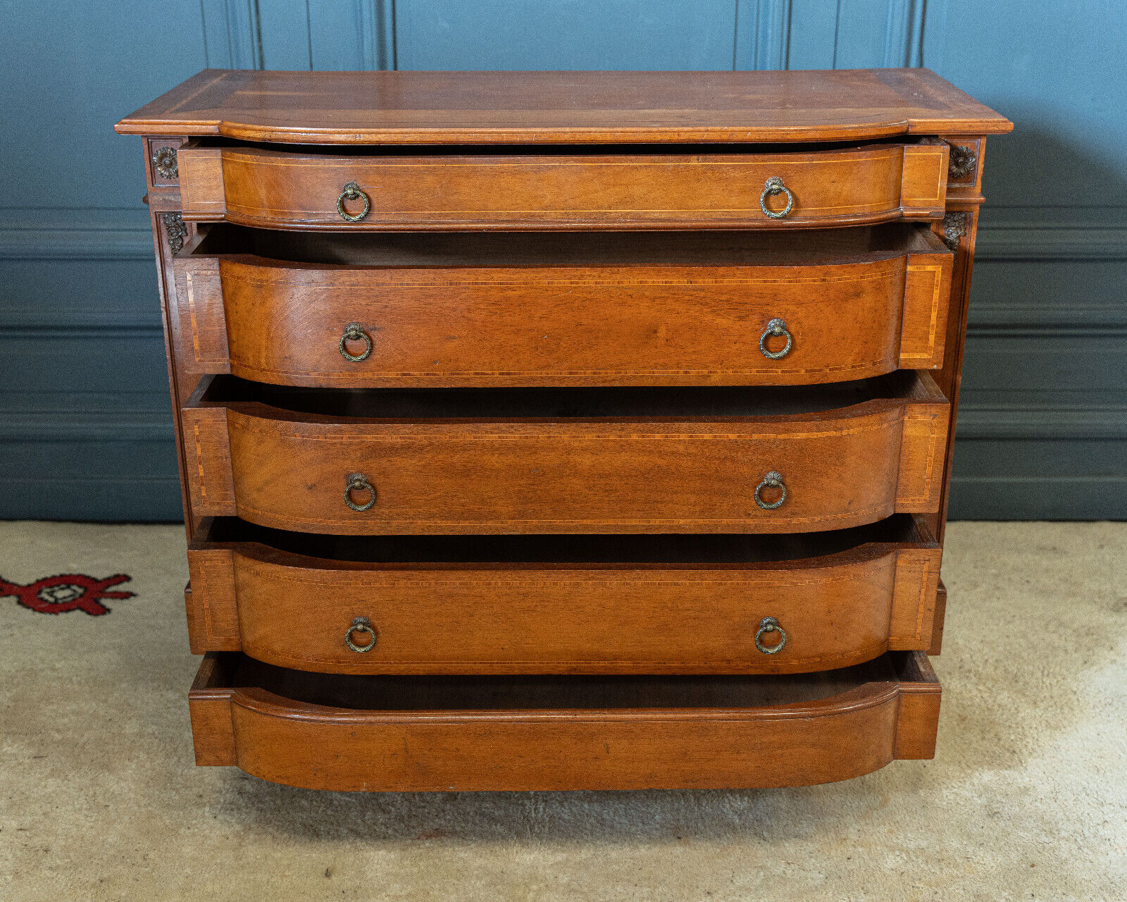 Chest of drawers 1900 Louis XVI style Marquetry 5 drawers