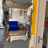 Prachtige Vintage Venetiaanse Spiegel – Geëtst Glas 79x58 cm