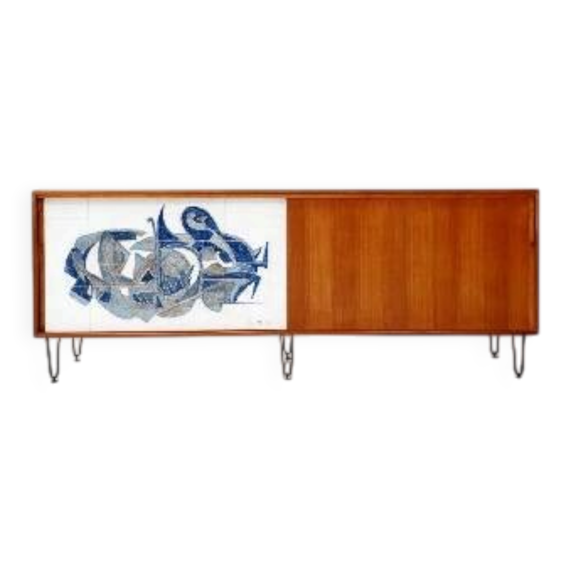 Alfred Hendrickx, Sideboard with Ceramic Art by Willy Meysmans