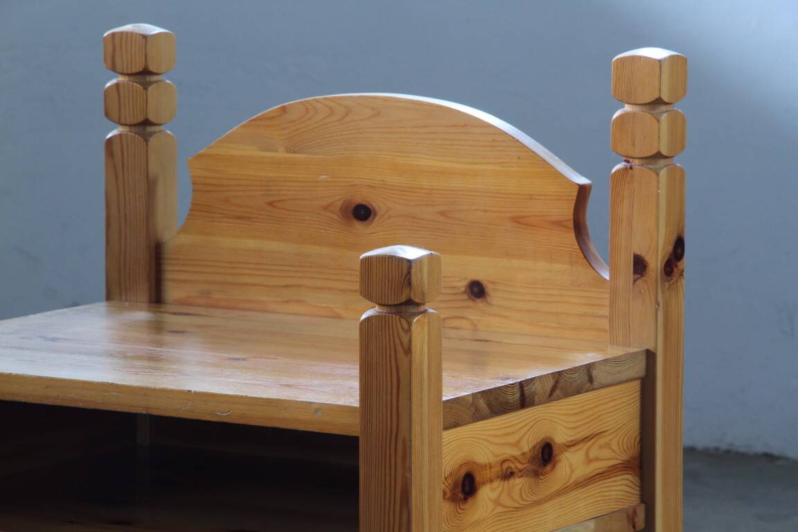 Pair of vintage chunky solid pine bedside tables, Denmark, 1970s