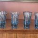Lot de 4 verres soufflé bleux.