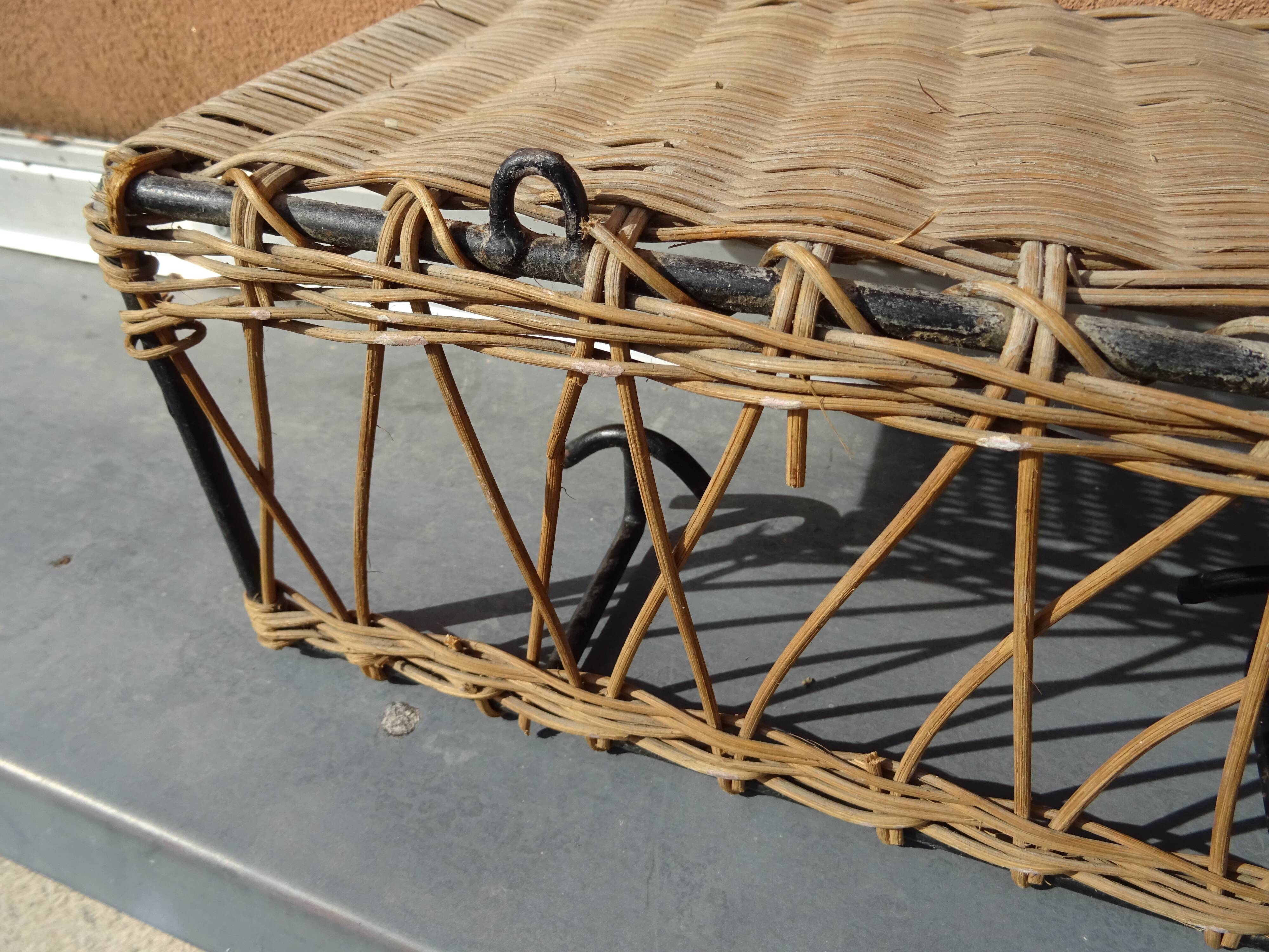 Ferotin coat rack in wicker and metal from the 60s vintage